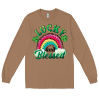 Toasted Coconut Lucky and blessed rainbow Long Sleeve Tee - RanaPortraitStore