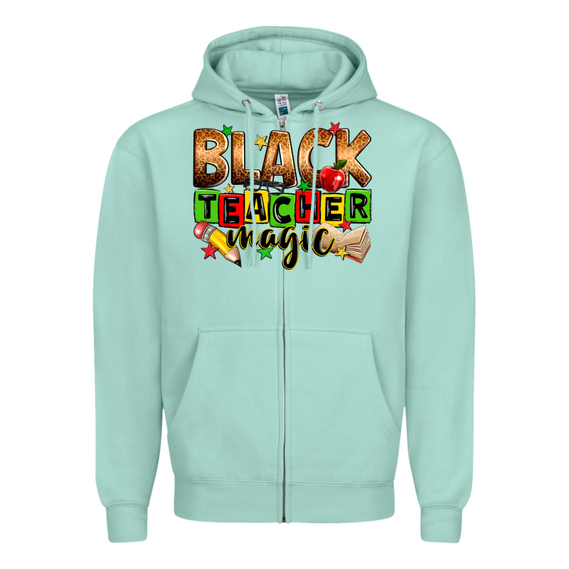 Black Teacher Magic Zipper Hoodie by Zillion Design Studio | Teevron