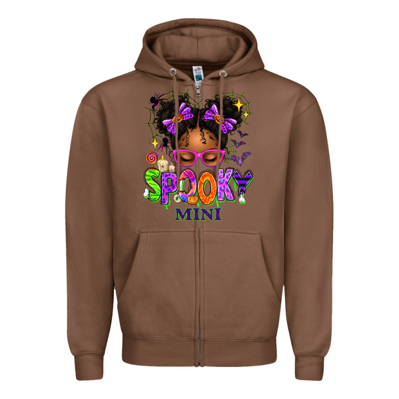 Spooky Mini Halloween Messy Bun Zipper Hoodie by texasbilliewilder | Teevron
