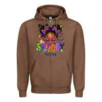 Chestnut Spooky Mini Halloween Messy Bun Zipper Hoodie - texasbilliewilder
