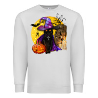 Dove Grey black witch cat coffin and moon Premium Sweatshirt - BundleAndBundleShop