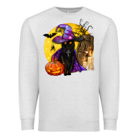 Oatmeal Heather black witch cat coffin and moon Premium Sweatshirt - BundleAndBundleShop