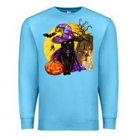 Ocean Blue black witch cat coffin and moon Premium Sweatshirt - BundleAndBundleShop