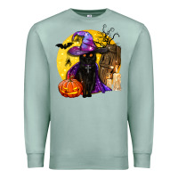 Seafoam black witch cat coffin and moon Premium Sweatshirt - BundleAndBundleShop