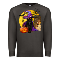 Smoke black witch cat coffin and moon Premium Sweatshirt - BundleAndBundleShop