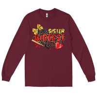 Burgundy little sister biggest fan softball Long Sleeve Tee - Zillion Design Studio