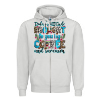 Dove Grey today's attitude brought to you by coffee and sarc Zipper Hoodie - Zillion Design Studio