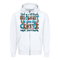 White today's attitude brought to you by coffee and sarc Zipper Hoodie - Zillion Design Studio
