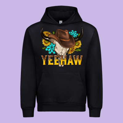 Yeehaw Bull Skull Urban Hoodie Designed By Nancycooperartshop