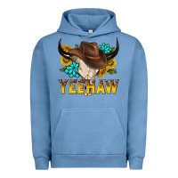 Pigment Pebble Blue yeehaw bull skull Urban Hoodie - NancyCooperArtShop