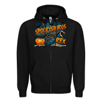 Black Spooky Saurus Rex Zipper Hoodie - texasbilliewilder