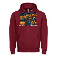 Burgundy Spooky Saurus Rex Zipper Hoodie - texasbilliewilder