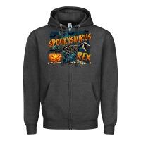 Charcoal Heather Spooky Saurus Rex Zipper Hoodie - texasbilliewilder
