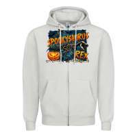 Dove Grey Spooky Saurus Rex Zipper Hoodie - texasbilliewilder