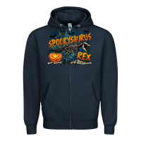 Navy Spooky Saurus Rex Zipper Hoodie - texasbilliewilder