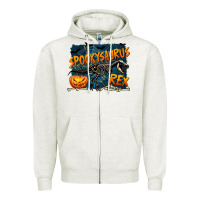 Oatmeal Heather Spooky Saurus Rex Zipper Hoodie - texasbilliewilder