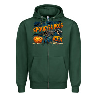 Sports Green Spooky Saurus Rex Zipper Hoodie - texasbilliewilder