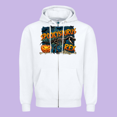 Spooky Saurus Rex Zipper Hoodie Designed By Texasbilliewilder