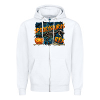 White Spooky Saurus Rex Zipper Hoodie - texasbilliewilder