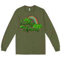 Army Green Lucky charm rainbow and shamrocks Long Sleeve Tee - RanaPortraitStore