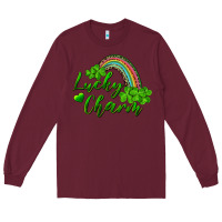Burgundy Lucky charm rainbow and shamrocks Long Sleeve Tee - RanaPortraitStore