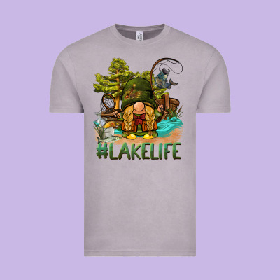 Lake Life Gnome Vintage Tee Designed By Barkaloodesign