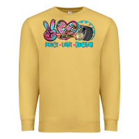 Antique Gold peace love racing Premium Sweatshirt - AdoDesignShop