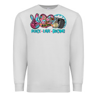 Dove Grey peace love racing Premium Sweatshirt - AdoDesignShop