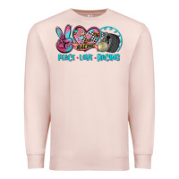 Pale Pink peace love racing Premium Sweatshirt - AdoDesignShop