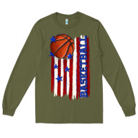 Army Green basketball american flag Long Sleeve Tee - texasbilliewilder