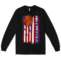 Black basketball american flag Long Sleeve Tee - texasbilliewilder