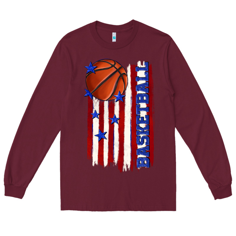Basketball American Flag Long Sleeve Tee by texasbilliewilder | Teevron
