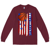Burgundy basketball american flag Long Sleeve Tee - texasbilliewilder
