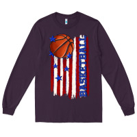 Plum basketball american flag Long Sleeve Tee - texasbilliewilder