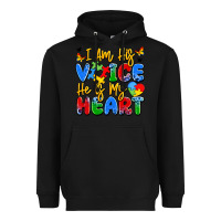 Black i am his voice he is my heart Heavyweight Hoodie - JahusDesignShop