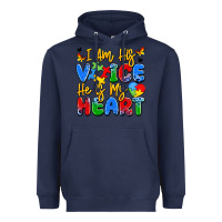 Navy i am his voice he is my heart Heavyweight Hoodie - JahusDesignShop