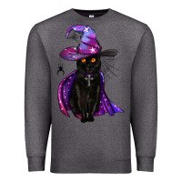Charcoal Heather black witch cat Premium Sweatshirt - BundleAndBundleShop