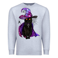 Heather Grey black witch cat Premium Sweatshirt - BundleAndBundleShop