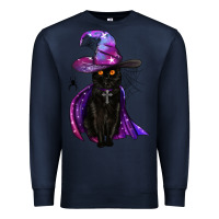 Navy black witch cat Premium Sweatshirt - BundleAndBundleShop
