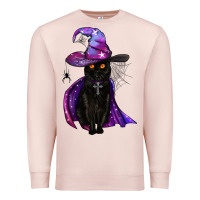 Pale Pink black witch cat Premium Sweatshirt - BundleAndBundleShop