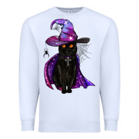 White black witch cat Premium Sweatshirt - BundleAndBundleShop