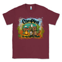 Burgundy camping is my happy place Classic Tee - BarkalooDesign