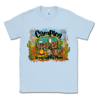 Dusty Blue camping is my happy place Classic Tee - BarkalooDesign