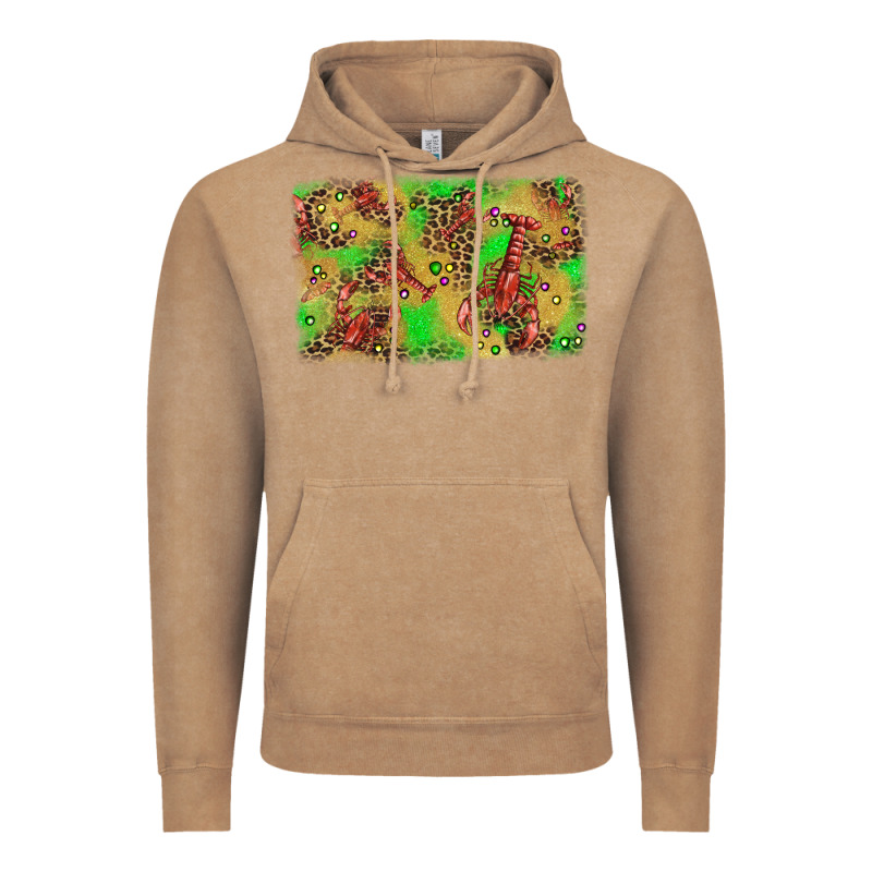 Mardi Gras Crawfish And Glitter Background Vintage Hoodie by AdoDesignShop | Teevron