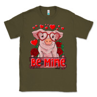Army Green be mine valentine's day baby pig Classic Tee - RanaPortraitStore