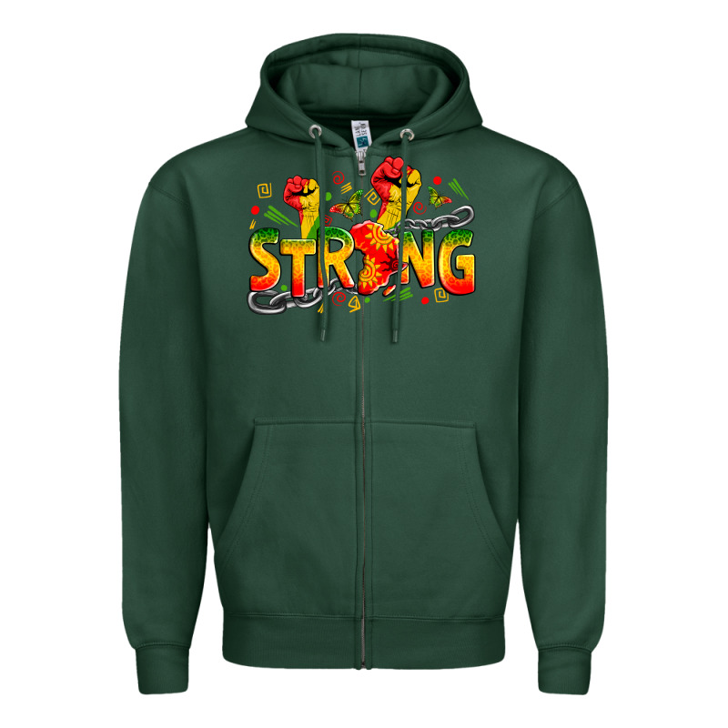 Strong Juneteenth Zipper Hoodie by Zillion Design Studio | Teevron