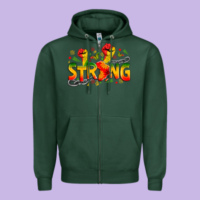 Strong Juneteenth Zipper Hoodie Designed By Zillion Design Studio