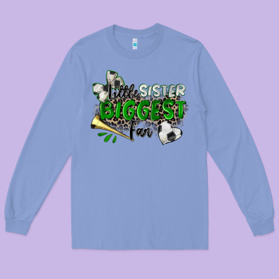Little Sister Biggest Fan Soccer Long Sleeve Tee Designed By Zillion Design Studio