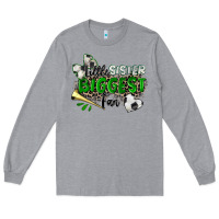 Heather Grey little sister biggest fan soccer Long Sleeve Tee - Zillion Design Studio