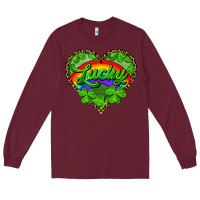 Burgundy lucky heart with leopard Long Sleeve Tee - RanaPortraitStore